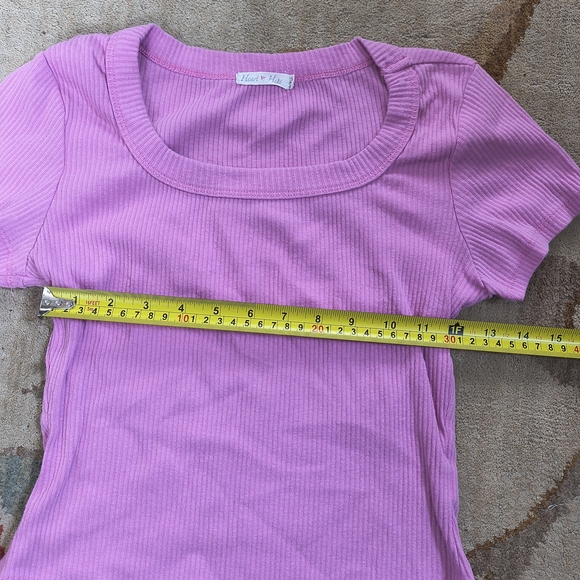 Pink Ribbed Short Sleeve Top - Picture 4 of 5